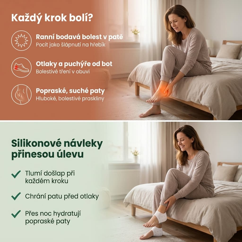 Silikonové návleky na patu – tlumení nárazů, ochrana proti otlakům, hydratace
